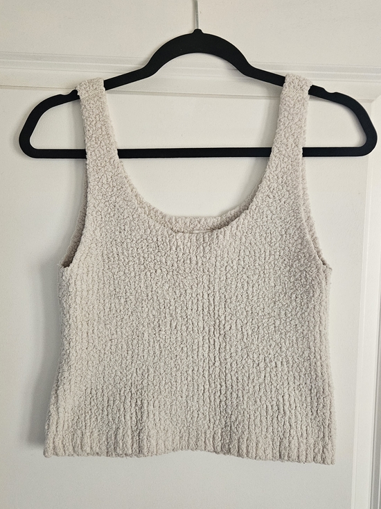 aerie Tops - Aerie Cream Textured Scoop Tank-Size Large